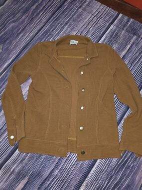 Wrap London Women's Mustard Brown Button-Front Knit Jacket